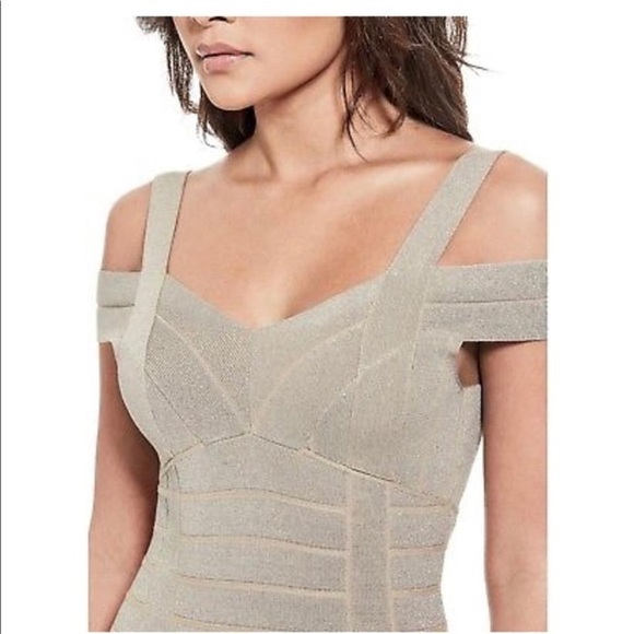 GUESS Gilded Beige Leyla Bandage Night Out Dress - Picture 3 of 8